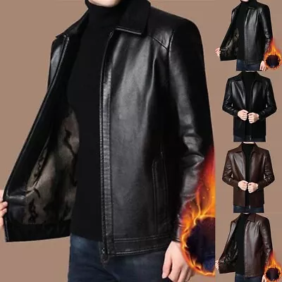 Buy Fashionable Men's Slim Fit Suit Jacket Blazer Coat Faux Leather Outerwear • 42.48£