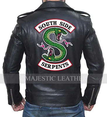 Buy Riverdale Southside Serpents Gang Mens BlackReal Biker Leather Jacket • 98.02£