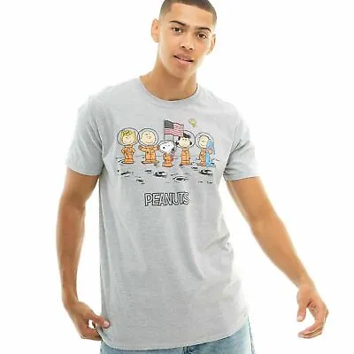 Buy Official Peanuts Mens Characters Moon Landing T-shirt Grey S - XXL • 10.49£