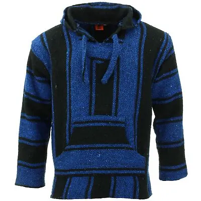 Buy Recycled Mexican Baja Jerga Hoody Sweatshirt Jacket Hooded Warm Hippy Plus Size • 22.90£