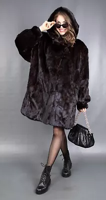 Buy 12636 Gorgeous Real Mink Coat Luxury Fur Jacket Hood Beautiful Look Size 3xl • 0.79£