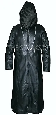 Buy Mens Kingdom Hearts Organization 13 Enigma Leather Hoodie Halloween Coat • 129.99£