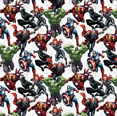Buy Marvel Avengers Fabric - Avengers Unite - White - 100% Cotton - Multiple Sizes • 4.25£