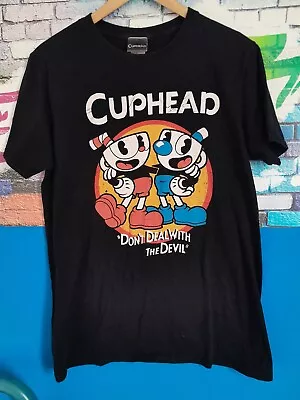 Buy Mens Gaming Cuphead T-shirt Black Quirky Top Size Medium • 12.50£