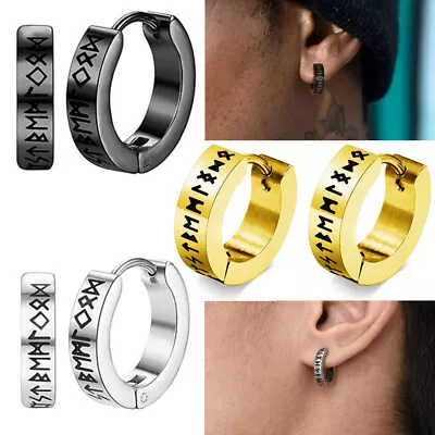 Buy Norse Viking Huggie Hoop Earrings Surgical Steel Ear Jewellery For Women Mens UK • 5.99£