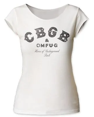 Buy CBGB  Distressed Logo  Women's White Cut Tee - FREE SHIPPING • 32.10£