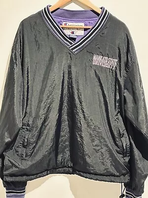 Buy Black And Purple Champion Vintage Mankato State University Bomber Jacket • 5£