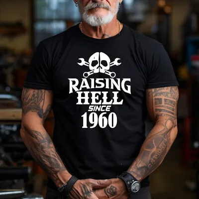 Buy Raising Hell Since 1960 T Shirt Funny Biker Mechanic Uncle Grandad Birthday Gift • 13.99£