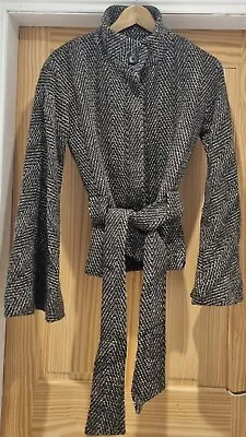 Buy Ted Baker Jacket Chevron Wool Blend Belted Bell Sleeve Coat Size 3 UK 12 • 39.95£