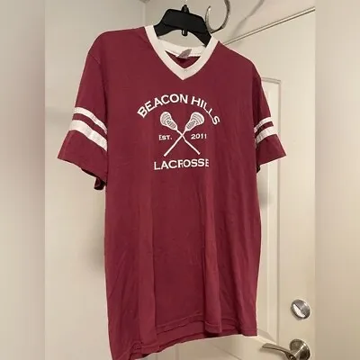 Buy BEACON HILLS LACROSSE Teen Wolf-Women’s Maroon T-Shirt-Size L • 13.44£
