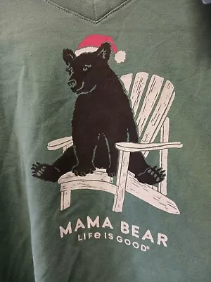 Buy LIFE IS GOOD Women's L Green Tee HUG Mama Bear Long Sleeve Shirt Bear NWT • 19.21£
