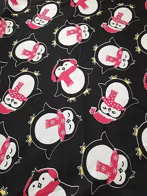 Buy Winter Christmas Penguins Jersey Stretch PJ Tee Shirt Clothing Fabric Per Metre • 6.50£
