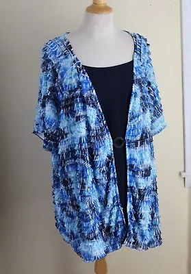Buy Maggie Barnes Sz 2X Blue Funky Ruffled Art-to-Wear Knit Jersey Shirt Tunic Top  • 57.82£