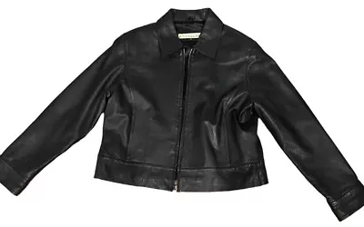 Buy Excelled Vintage Genuine Leather Jacket Women’s Full Zip Pockets Black See Desc • 28.82£