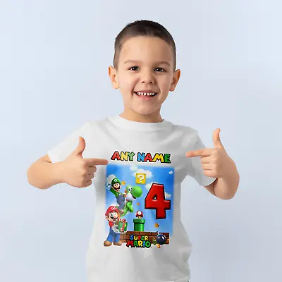 Buy Personalised Mario Birthday T-Shirt Celebration Girls / Boys Ideal Gift • 9.99£