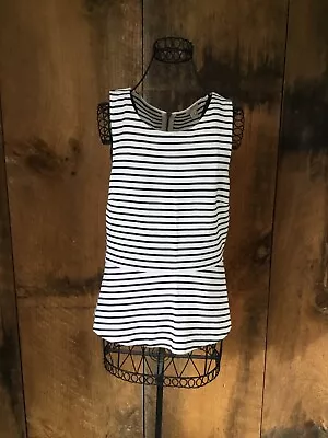 Buy J.Crew Sleeveless Black White Striped Pendulum Top Shirt • 18.89£