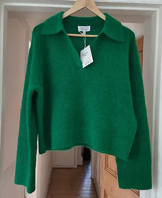 Buy Other Stories Jumper Wool Mohair Blend Knit Collared Boxy Sweater XS Green • 69£