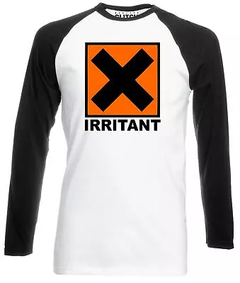 Buy Irritant Symbol Mens Baseball Shirt - Long Sleeve Warning Funny Slogan Annoying • 15.99£