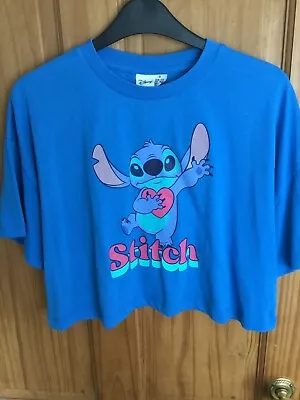 Buy Ladies Primark Cropped Disney Stitch T-shirt Size M • 1.50£