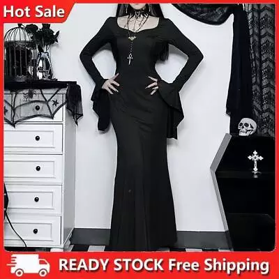 Buy Women Bodycon Dress Zipper Closure Long Sleeve Dress Gothic Style Party Clothing • 17.99£