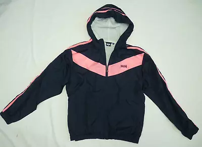 Buy LONSDALE Ladies Windbreaker Hooded Rain Jacket Size 16 Black/Pink • 9.99£