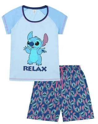 Buy Womens Disney Lilo And Stitch Relax  Ladies Short Pyjamas Pjs • 16.99£
