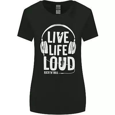Buy Music Live Life Loud Rock N Roll Guitar Womens Wider Cut T-Shirt • 8.75£