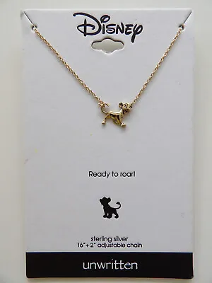 Buy New Gold Sterling Silver Signed Disney Simba Lion  Unwritten Pendant Necklace • 36.65£