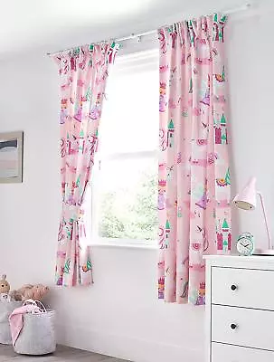 Buy Unicorn Princess Childrens Curtains Bedroom Magic Fairy Girls Kids Pair Tieback  • 34.99£