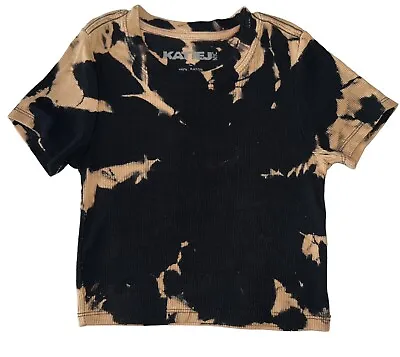 Buy Katie J NYC Tween Livi Black Reverse Bleach Dye Cropped Ribbed Tee Shirt L(12) • 19.65£
