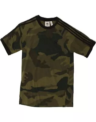 Buy ADIDAS Mens T-Shirt Top Small Green Camouflage Cotton AX12 • 11.72£