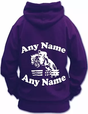 Buy Personalised HORSE RIDING HOODIE, HORSE & RIDER JUMPING, Eventing Show Pony • 22.99£