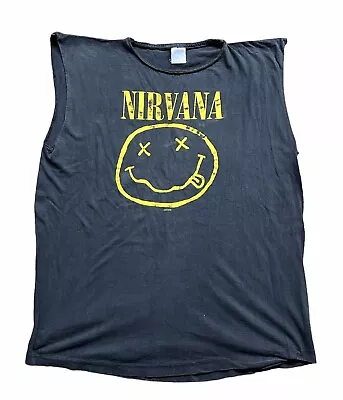 Buy Vintage Original Nirvana 1992 T Shirt Sleeveless Faded Distressed 90s • 120£