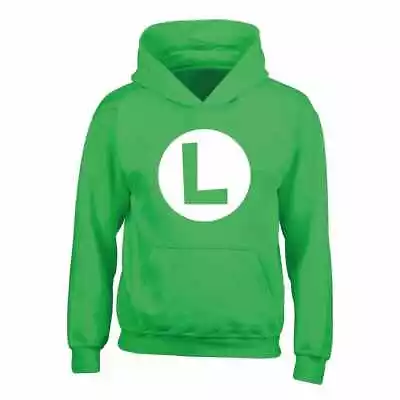 Buy Nintendo Super Mario - Luigi Badge Kids Unisex Green Pullover Hoodie - K777z • 25.69£