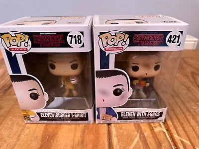 Buy Funko POP Vinyl Stranger Things - Eleven With Eggos #421 And Burger T-Shirt #718 • 18.99£