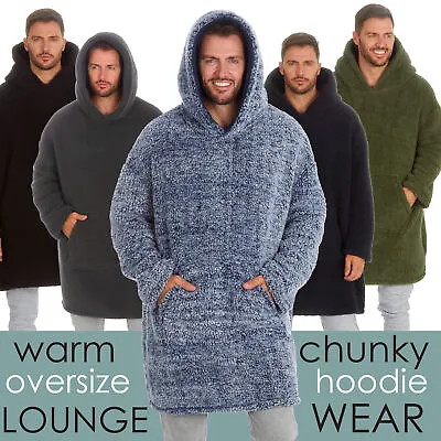 Buy Mens Oversized Hoodie Blanket Wearable Throw Chunky Sherpa Fleece Lounge Hoody • 23.99£