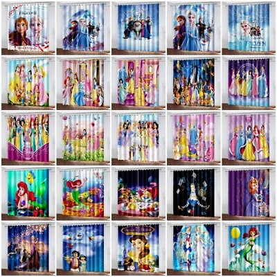 Buy Disney Princess Girls Bedroom Curtains Ring Blackout Door Decor UV Protect Gift • 63.24£