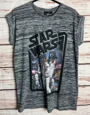 Buy Star Wars T-shirt Size 14-16 Short Sleeve Top Crew Neck Grey Womens Primark 4497 • 6.95£