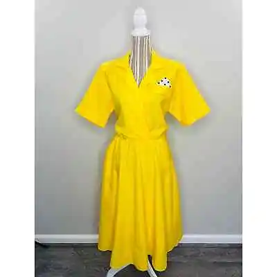 Buy Vintage Lerner Yellow Circle Skirt Shirt Dress Med 9/10 Career Casual Maximalist • 30.88£