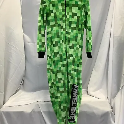Buy Minecraft Boys Long Sleeve Creeper Hoodie Green Pajama Suit One Piece Size 12-13 • 31.22£