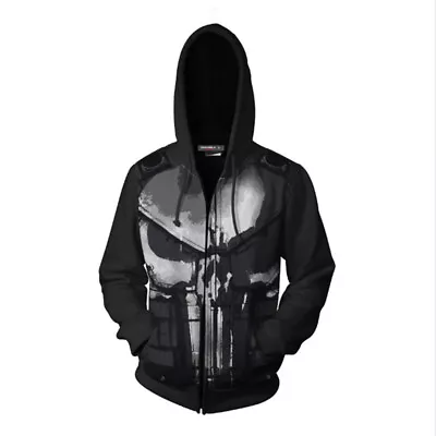 Buy Casual The Punisher Cosplay Costumes 3D Print Sweatshirt Hoodie Zip Coat Jacket • 24.91£