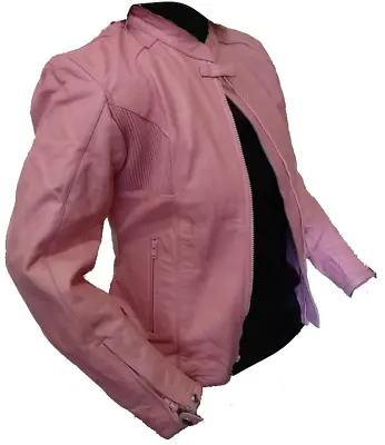 Buy Pink Leather Motorcycle Jacket - Ladies S • 25£