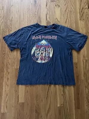 Buy Iron Maiden Urban Outfitters Graphic Short Sleeve Oversized T Shirt VTG Wash L • 18.85£
