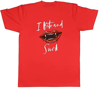 Buy I Bite And Suck Fangs Halloween Mens Unisex T-Shirt Tee Gift • 8.99£