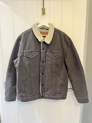Buy Men’s Levi’s Sherpa Jacket Denim Great Condition Size XL Grey • 40£