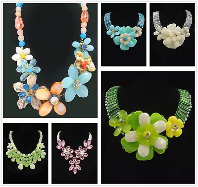 Buy Women Chunky Plastic Flower Choker Statement Necklace Pendant Chain Jewellery • 3.99£