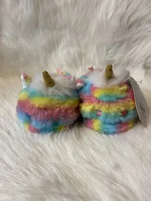 Buy Wonder Nation Plush Rainbow Unicorn Slippers Girl’s Size 5-6 Fuzzy Slip On Shoes • 12.05£