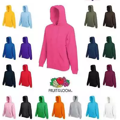 Buy RW Fruit Of The Loom Plain Hoodie Classic Hooded Sweatshirt Small To 2XL SS224 • 17.95£