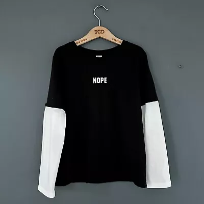 Buy Boys Black White NOPE Print Long Sleeved T-Shirt Top Age 9 Years • 1£