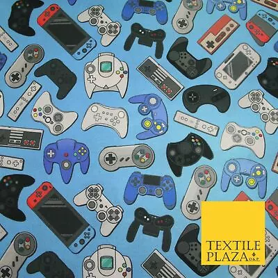 Buy Blue Video Game Controllers Gaming Digital Print 100% Cotton Fabric 59  7079 • 1.50£